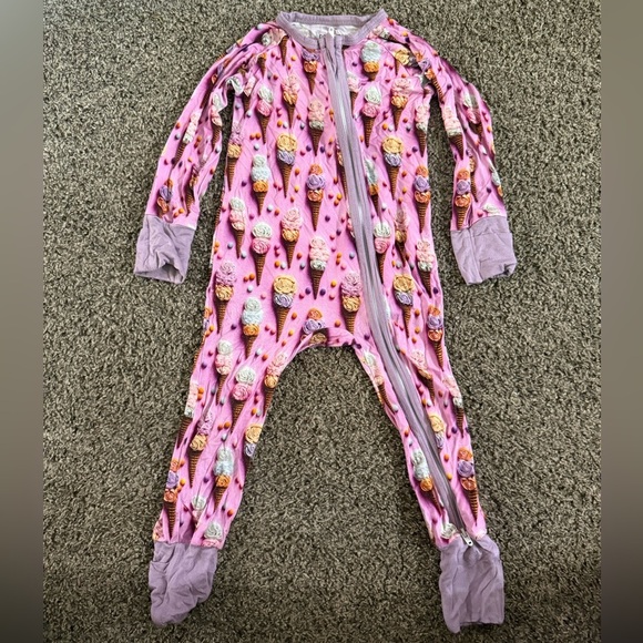 BAMBOO EUC Pink and Purple ICECREAM Footies One Piece - Picture 1 of 2